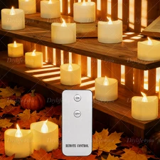 12/24Pcs LED Tea Lights Flickering with Remote Candles Votive Battery Operated
