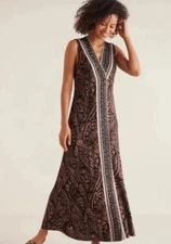 Soft Surroundings Ikaria Tribal Maxi Dress In Sable Women’s 1X 18/20 EUC