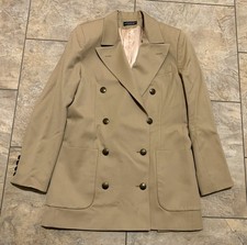 Vintage J Peterman Women s Double Breasted Blazer Womens 6 Tan Wool Equestrian