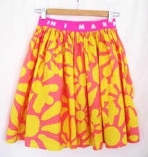 Marni Brave Kid Girls Yellow Pink Cotton Floral Skirt Logo Size 14 NWOT