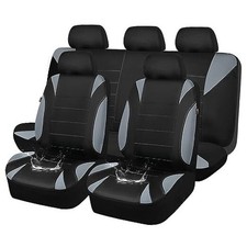 Waterproof Car Seat Covers Full Sets, Universal Fit Black and Gray Full Sets