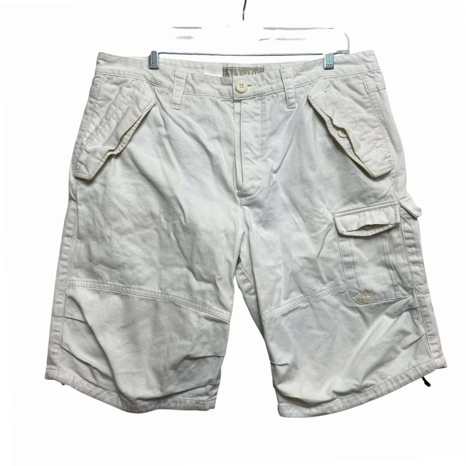 Armani Exchange Cargo Shorts Mens Size 36 White Cotton Utility Gorpcore Y2K
