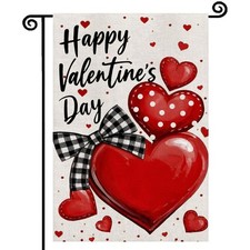 Happy Valentines Day Garden Flag 12x18 Inch Double Sided Love Heart Outside Yard