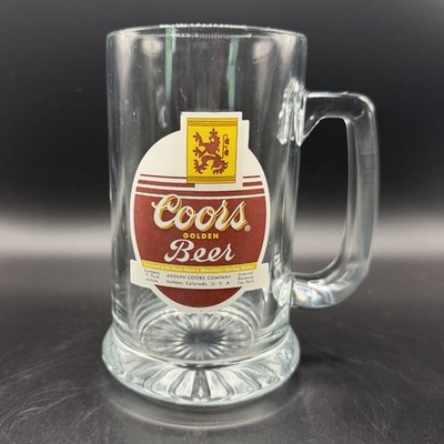 Vintage Clear Glass Coors Golden Beer Mug 11oz 1933-1950 Barware
