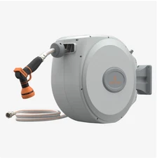 Giraffe Tools Retractable Garden Hose Reel Wall Mounted 5/8-IN 60-FT 180° Swivel