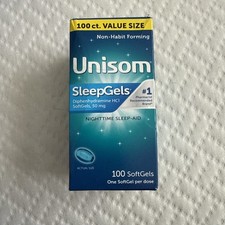 Unisom SleepGels Nighttime Sleep-Aid SoftGels, Diphenhydramine HCI 50 mg, 100 Ct