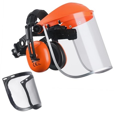 Safety Face Shield with Hearing Protection Combo, Come with Mesh & Clear Viso...
