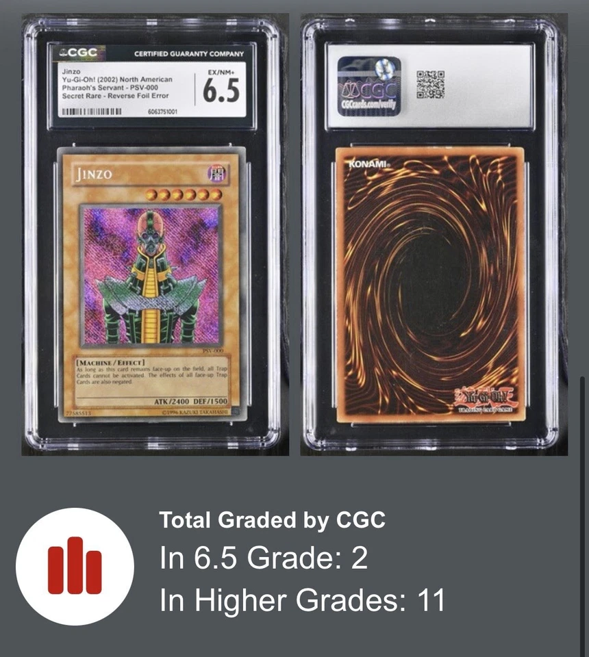 Yu-Gi-Oh Jinzo Reverse Foil Error PSV-000 Secret Rare Unlimited CGC 6.5 - Image 3 of 3