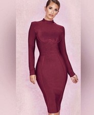 HOUSE OF LONDON CB INES DRESS, Red Bodycon Fitted, Size Large/12