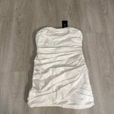 DO+BE Mini Dress Women White Ruched Strappy Bodycon Mini Dress Party Size L