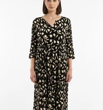 New Masai Copenhagen Sz M Nabina Midi Tulip Floral Dress Black Womens Lagenlook