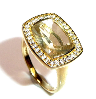 Ring 585 Gelbgold 3.70ct. Citrin 0.22 ct Diamanten Gr: 55,5-56 änderbar 5,6 g