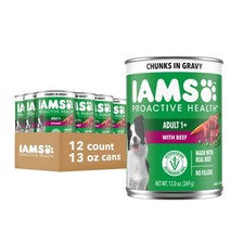 IAMS Proactive Health Adult Wet Dog Food Chunks in Gravy, Beef Recipe, 13 oz.