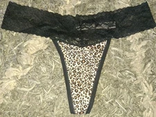 NeW Vs Older Style lace trim thong Panty Size small Leopard 