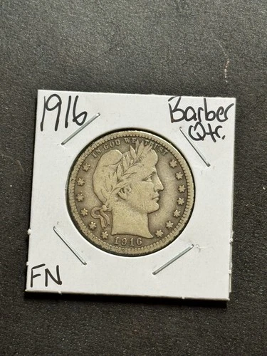 1916 P Barber Silver Quarter Nice FN Fine U.S. 25c Type Coin (Raw18279)