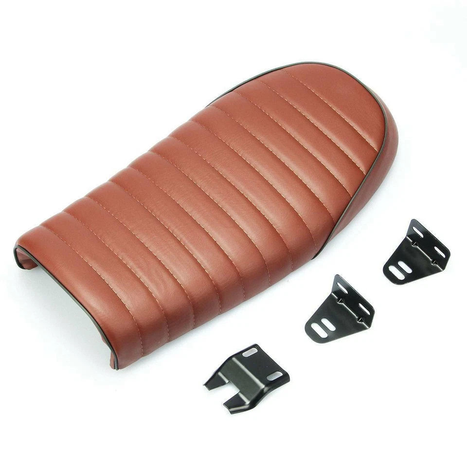 Motorcycle Cafe Racer Seat Flat Brat & Hump Saddle Brown For Honda Suzuki Yamaha - Image 3 of 4