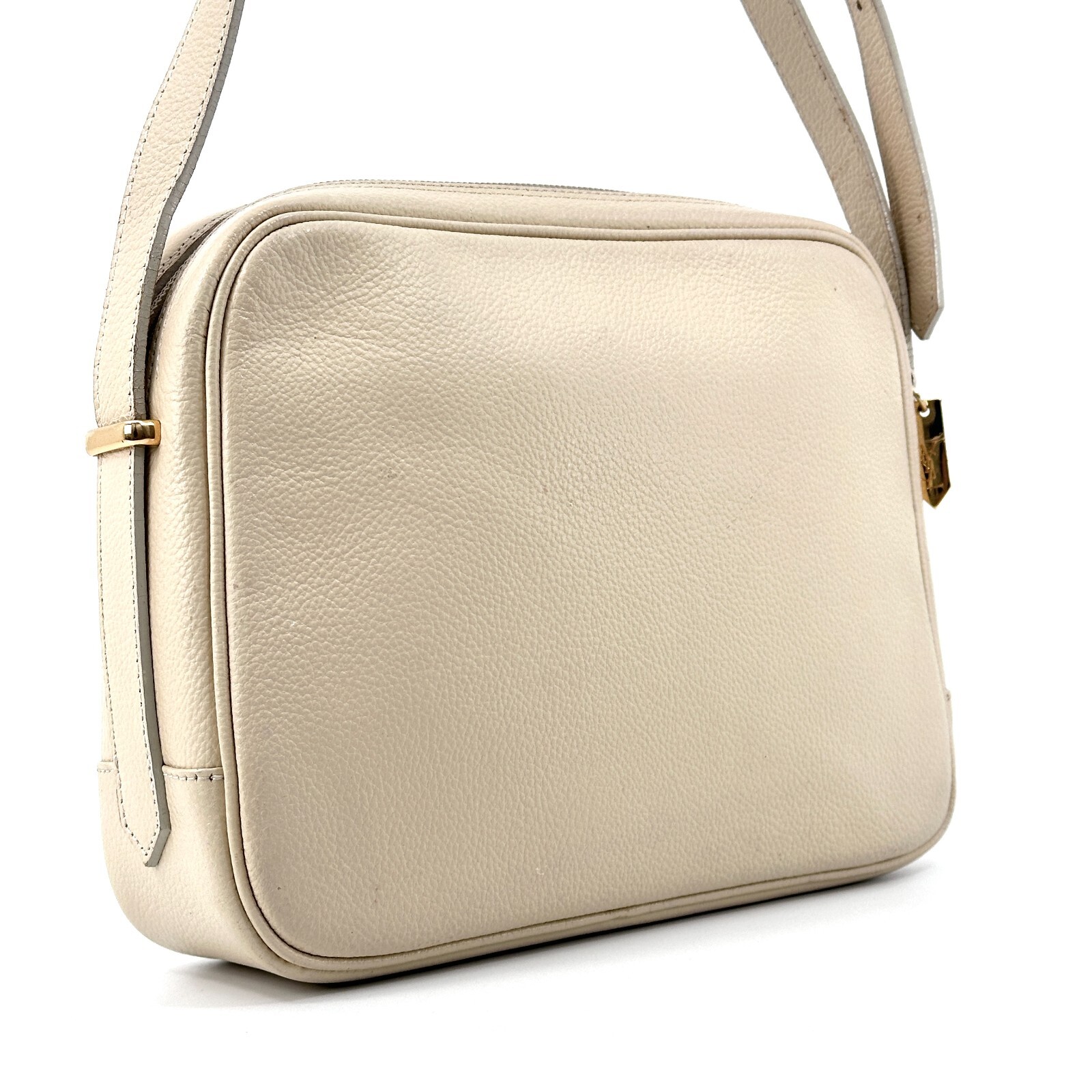 Borsa a tracolla Yves Saint Laurent in pelle avorio vintage YSL autentica #786