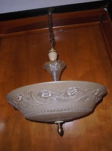 Antique-Ornate-4-Light-Hanging-Ceiling-Chandelier-Lamp-Fixture-W-Shade-1900-039-s