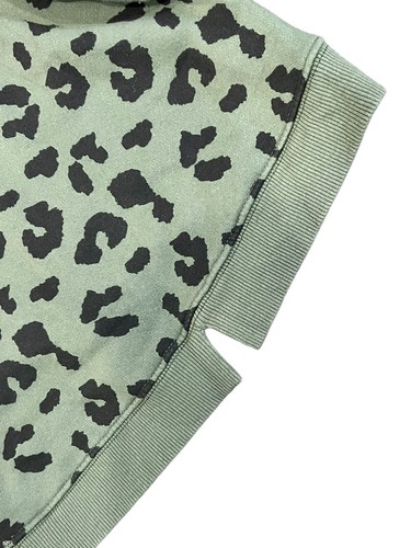 ZARA Girl's 6 sweatshirt crew neck fleece pullover Olive Green animal leopard - Picture 6 of 7