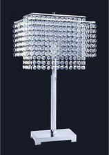 Clear Silver Elegant Circular Artificial Crystals Strings Table Lamp 28"H
