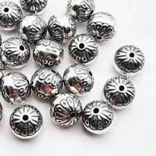 6mm Sterling Silver Pattern Beads –1.4mm Hole, 5pcs, Spacer Bead, Anti-Tarnish