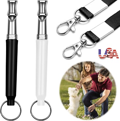2×Dog Training Whistle Ultrasonic Adjustable High Pitch Call Recall Stop Barking