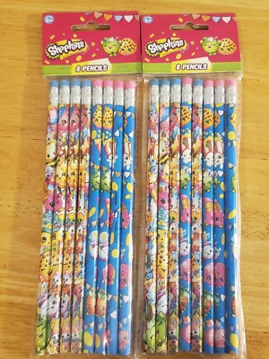 Shopkins Pencils - TWO Packages of 8 pencils each 2013 New Old Stock
