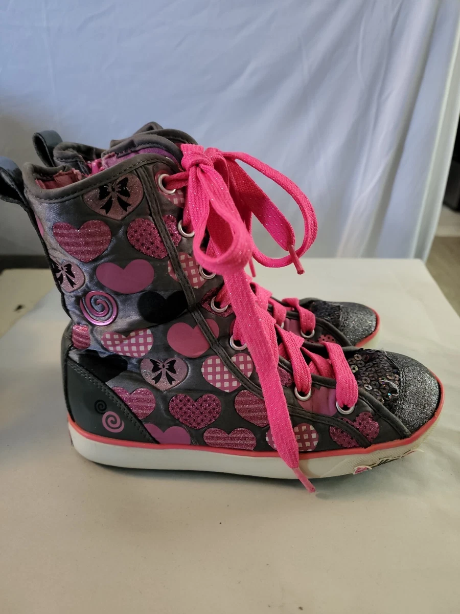 Girls Skechers Bella Ballerina High Top Sequins Glitter Sneakers