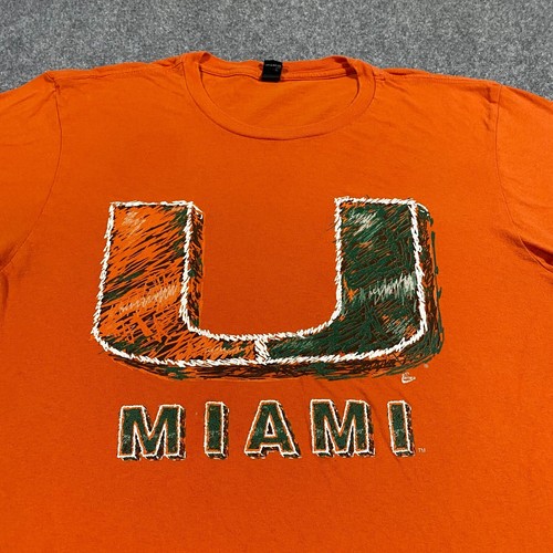 University Of Miami Hurricanes T-Shirt Adult Large Orange Abstract UM All Canes - 第 5/16 張圖片