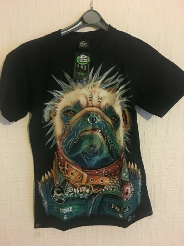 SUPER GLOW CABALLO BLACK STUDDED PUNK PUG T SHIRT BNWT AND ORIGINAL PACKING - Picture 1 of 2