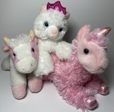 Aurora Flopsie Cat Cow Llama Plush Pink Lot Of 3 Stuffed Animals Small
