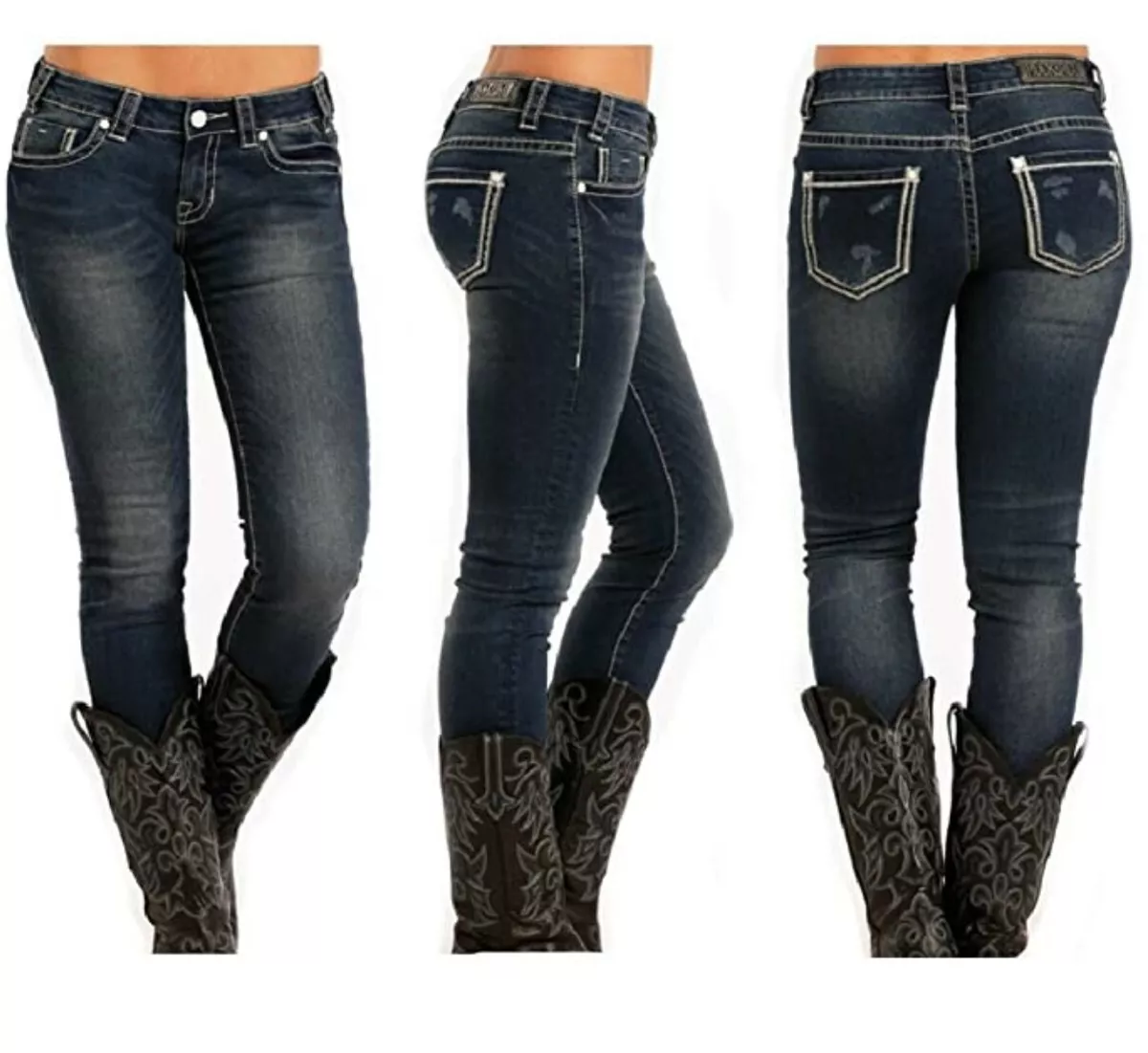 Rock Roll Cowgirl Juniors Low Rise Stretch Skinny Jeans Sz 28x32 OR 27x32 NWT