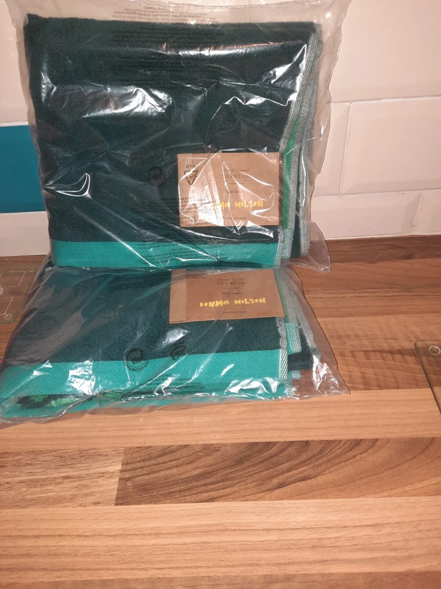 2 x BRAND NEW with tags DONNA WILSON OWL green HAND TOWELS 90cm X