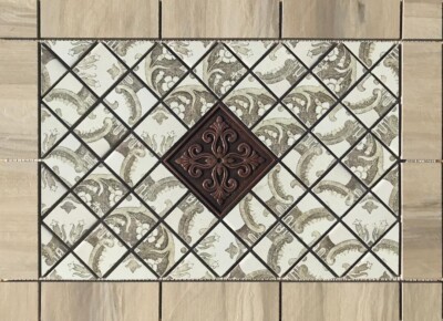 21'' X 15 1/4'' Tile Medallion - Happy Floors Paint Stone & Marrakesh tile (metal)