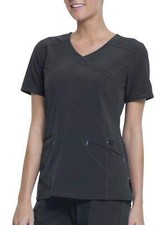 Scrubstar Women's Fashion Premium Mock Wrap Scrub Top Pewter Size M ---E1---