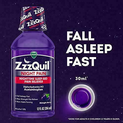 ZzzQuil Nighttime Pain Relief Sleep Aid Liquid With Acetaminophen 12oz
