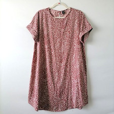 Shein Women's Pink Short Sleeve Abstract Print Cottagecore Shift Dress Size S