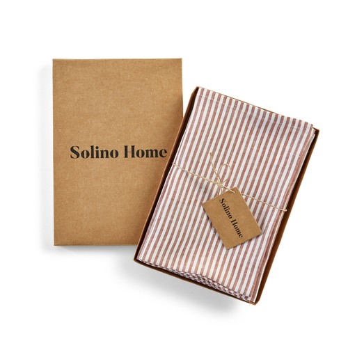 Solino Home 100% Pure Linen Dinner Napkins Set of 4 for Fall, Narrow Stripe - 第 11/51 張圖片