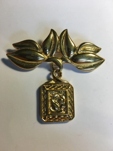 Vintage 2-1/2" Estate Gold Tone Costume Jewelry Brooch Pin KK-23