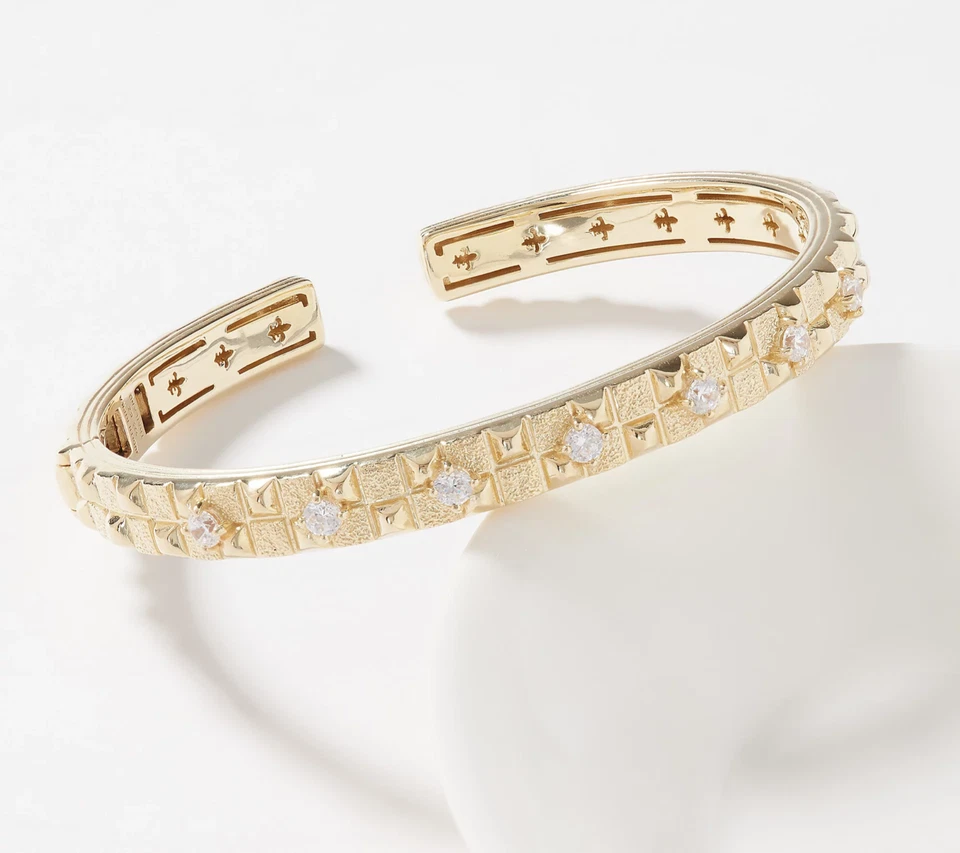 Brazalete JUDITH RIPKA 14K revestido gofre esterlina circonita cúbica - pequeño - nuevo con etiquetas Foto 2 de 4