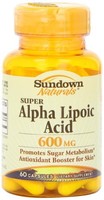 6 Pack - Sundown Naturals Super Alpha Lipoic Acid, 600mg, Capsules 60 Each on sale 6 Pack - Sundown Naturals Super Alpha Lipoic Acid, 600mg, Capsules 60 Each on sale
