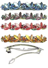 Set of 4 Crystal Flower Barrettes Hair Clips 4 Colors YY86750-3-4 @ $9.99