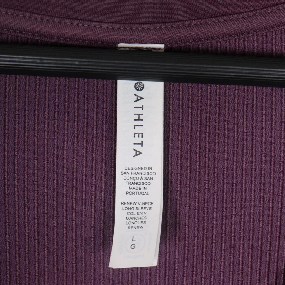 Camisa sin costuras Athleta Renew para mujer talla M púrpura manga larga acanalada sin rozaduras Foto 3 de 4