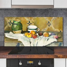 Natura morta con barattolo tazza e mele cucina stampato vetro splashback 120x60