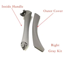 2PCS Right Interior Door Pull Handle with Cover For BMW 3 Series 04-12 Gray