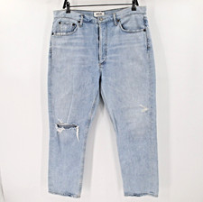 AGOLDE Jeans Womens 32 Riley High Rise Straight Cropped Button Fly Distressed