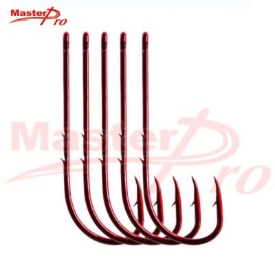 100xHigh Quality Long Shank Bait Holder Fishing Hooks Multiple Size Red