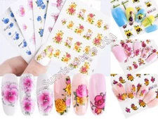 Nail Art Water Transfer Sticker Glitter Flower Floral Decals Manicure