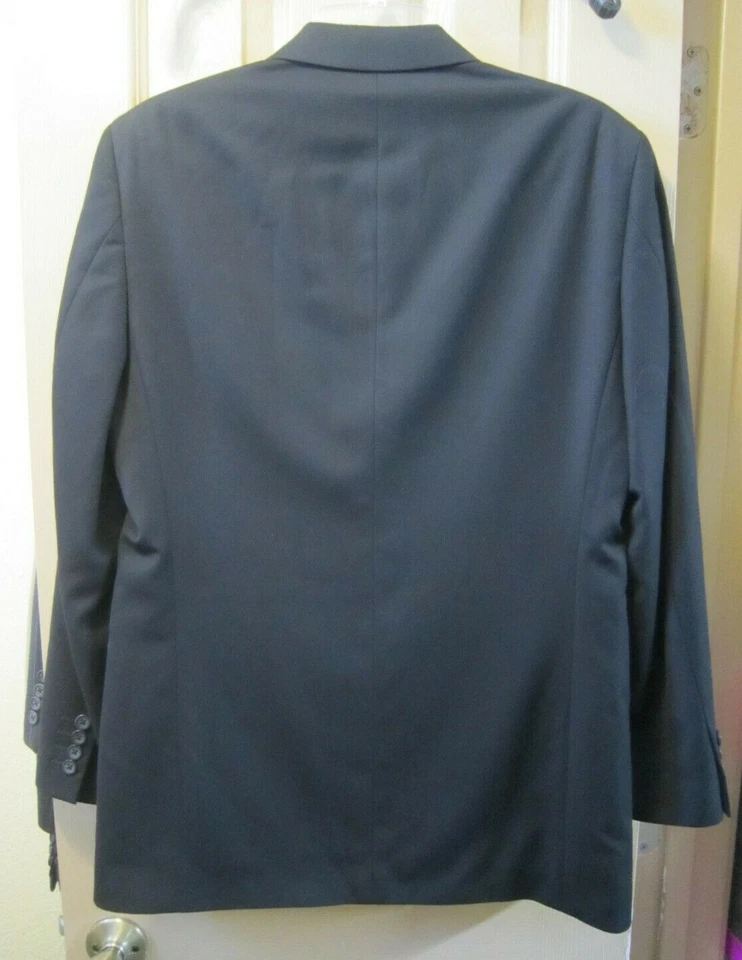 SZ 36R 32W X 29L J. FERRAR MENS 3 BTN DARK BLACK POLY RAYON BLEND 2 PC SUIT, EUC - Image 4 of 4