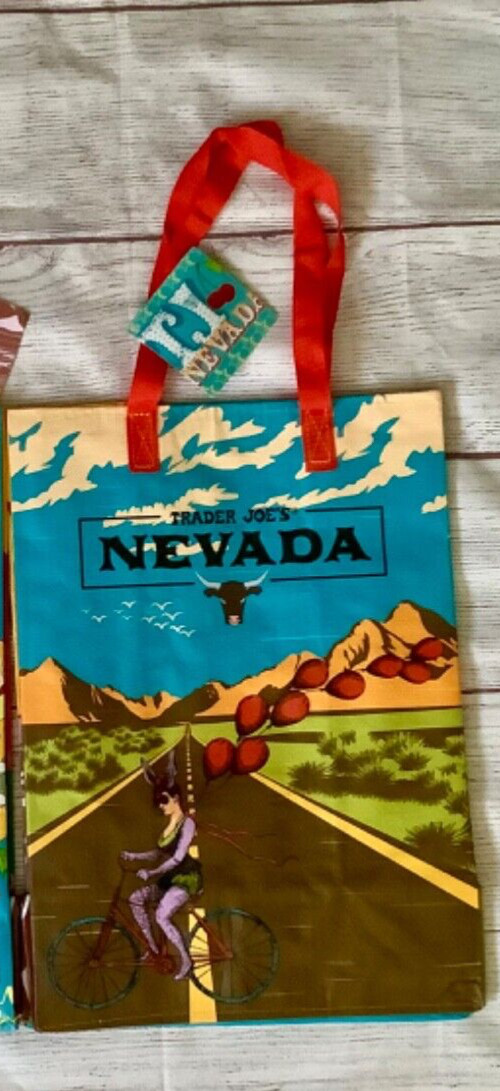 Set/2 Bags Trader Joe's NEVADA 2021 New Design Reusable Shopping Tote Bag NWT